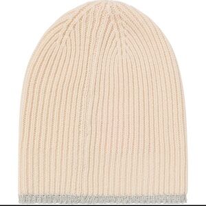 Cashmere Beanie with Silver Trim
